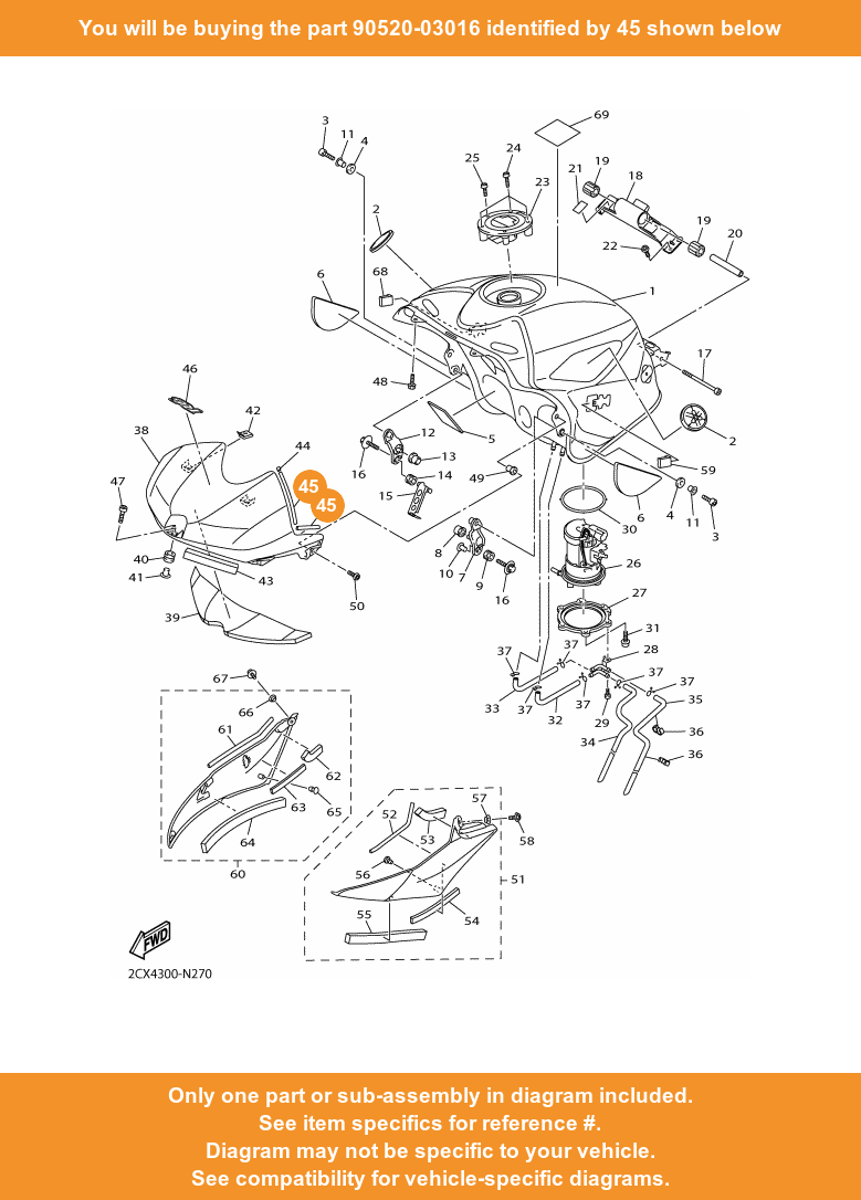 #45 on Diagram Only, Compatible with other Bikes/Parts