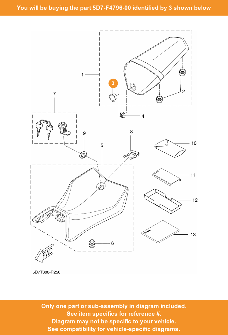 #3 on Diagram Only, Compatible with other Bikes/Parts